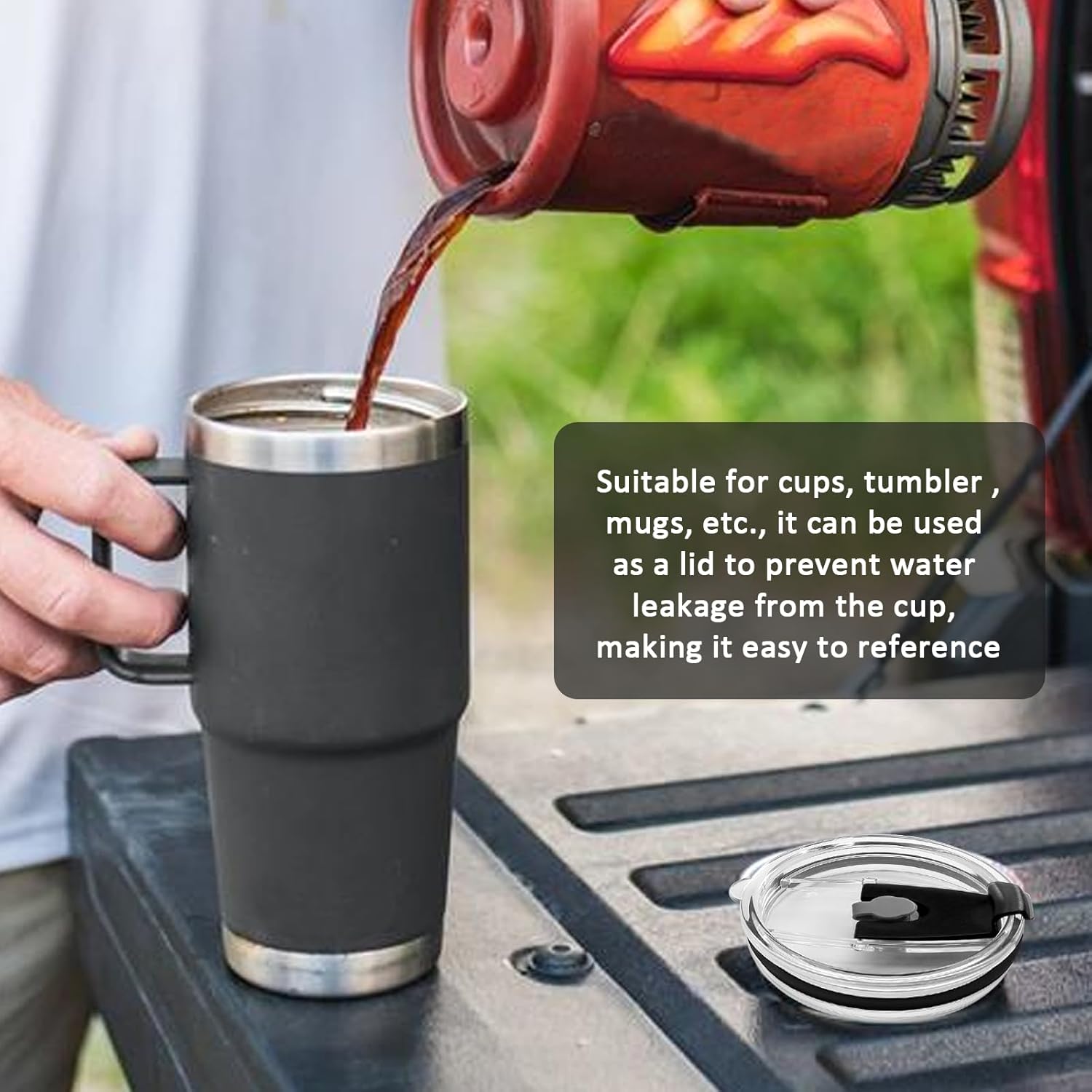 2 Pcs Tumbler Flip Lid for 20oz Water Bottle, Plastic Cup Replacement Cover, Spill Proof for Travel Mug Bottle (Black, Flip) - Image 7