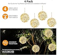 Vista 6 de Outdoor Christmas Balls Lights 4 Pack Hanging 7.9" LED Garden Sphere Tree Lights 8 Modes Waterproof Glow Globe Lights with Memory Timer Plug for