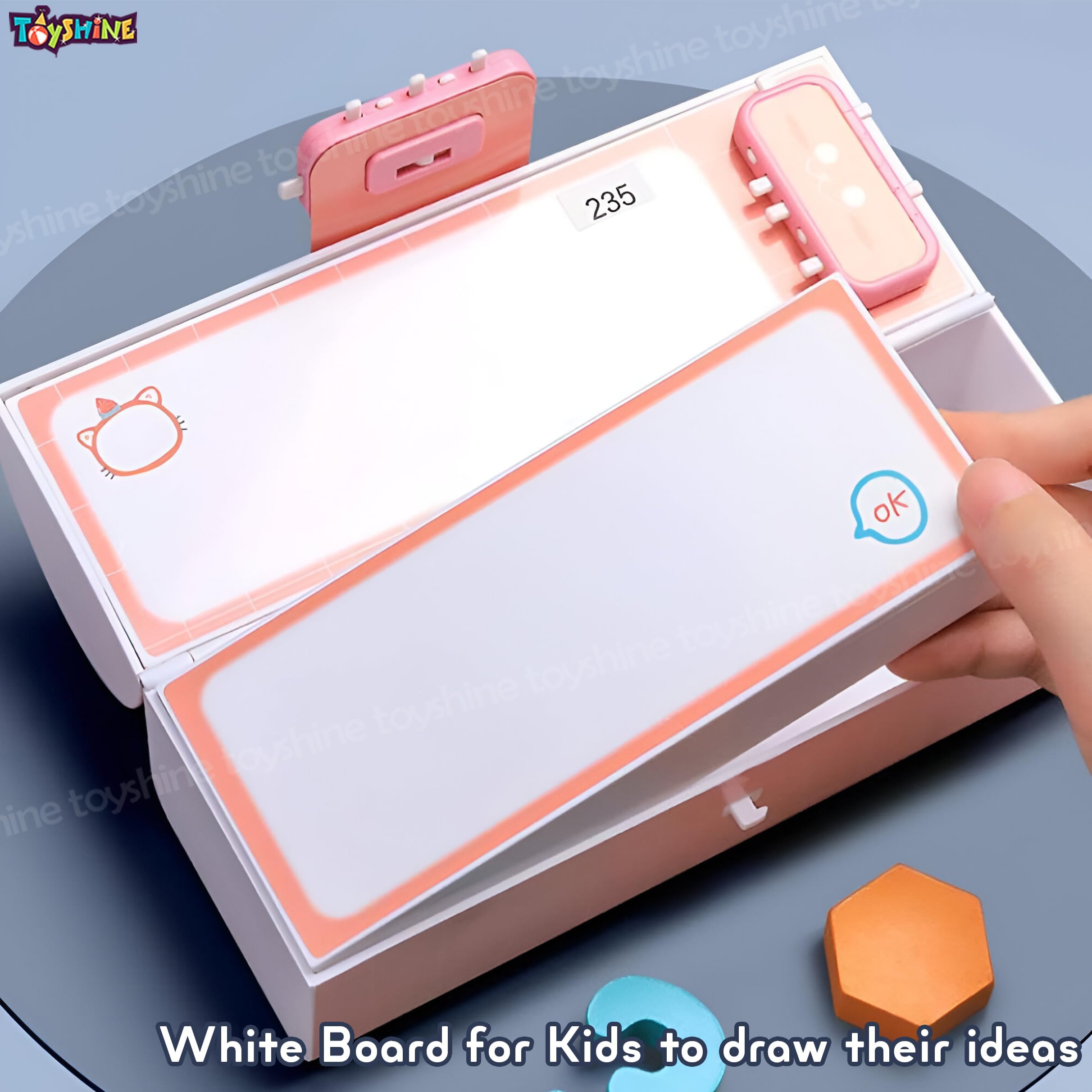 Toyshine Pencil Box with Code Lock Pen Case Large Capacity Multi-Layer Multi-Function Storage Bag Secret Compartment Pencil Box - Dino Pink