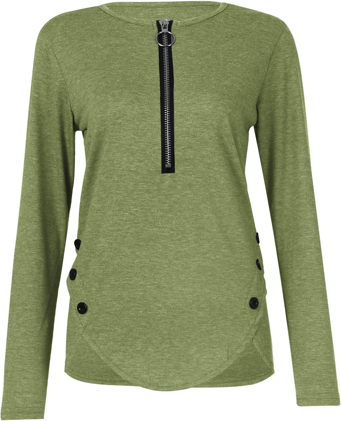 JJHAEVDY  Womens Zipper Fashion Solid Color T Shirts Long Sleeve Tunics Casual Comfy Tops : Sports & Outdoors