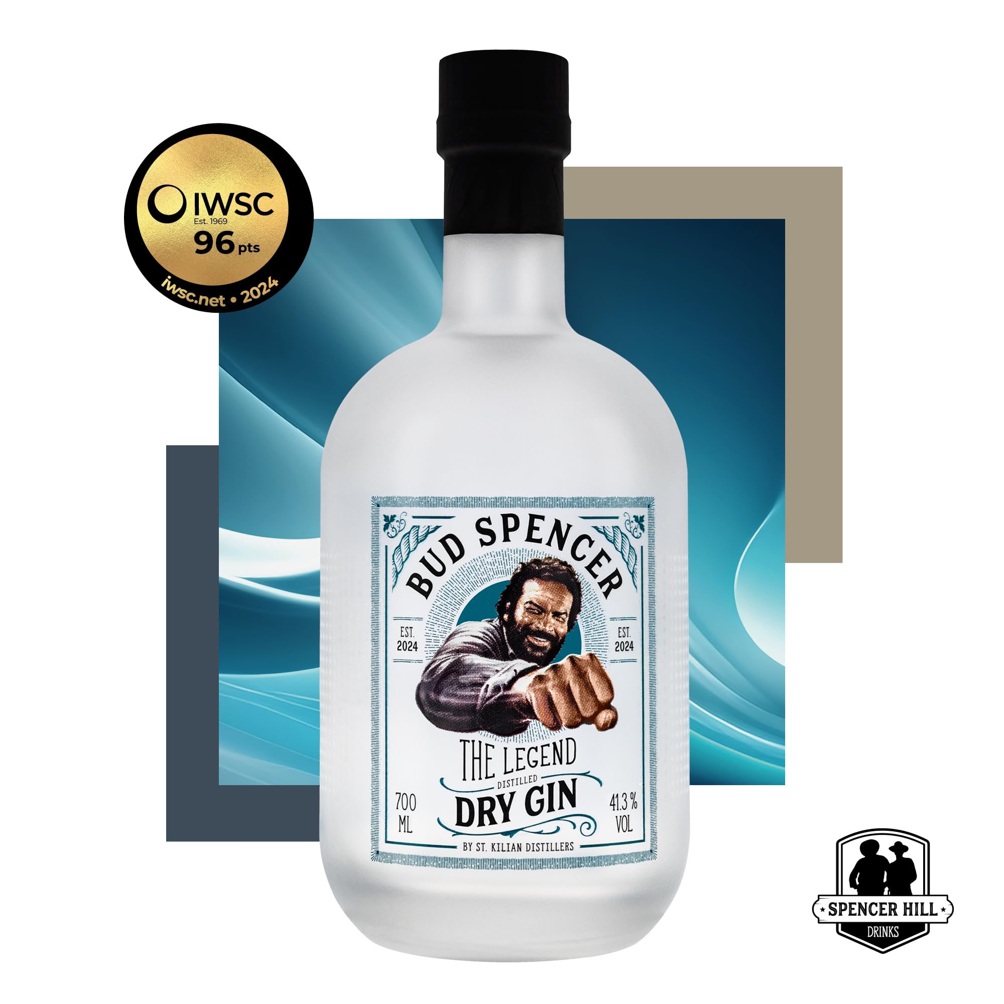 Bud Spencer Dry Gin - The Legend - [41,3% Vol, Distilled 0,7l] Premium Gin Angebote - Bud Spencer und Terence Hill Fanartikel - Geschenk für Männer - Geschenkset Herren - Geschenke Box