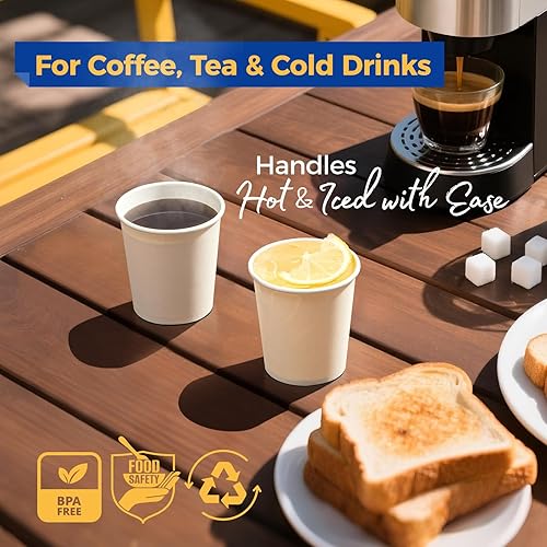 Miniatura 4 de Fit Meal Prep Paquete de 500 tazas de café de papel desechables de 6 onzas, tazas blancas calientes de primera calidad para bebidas calientesfrías,