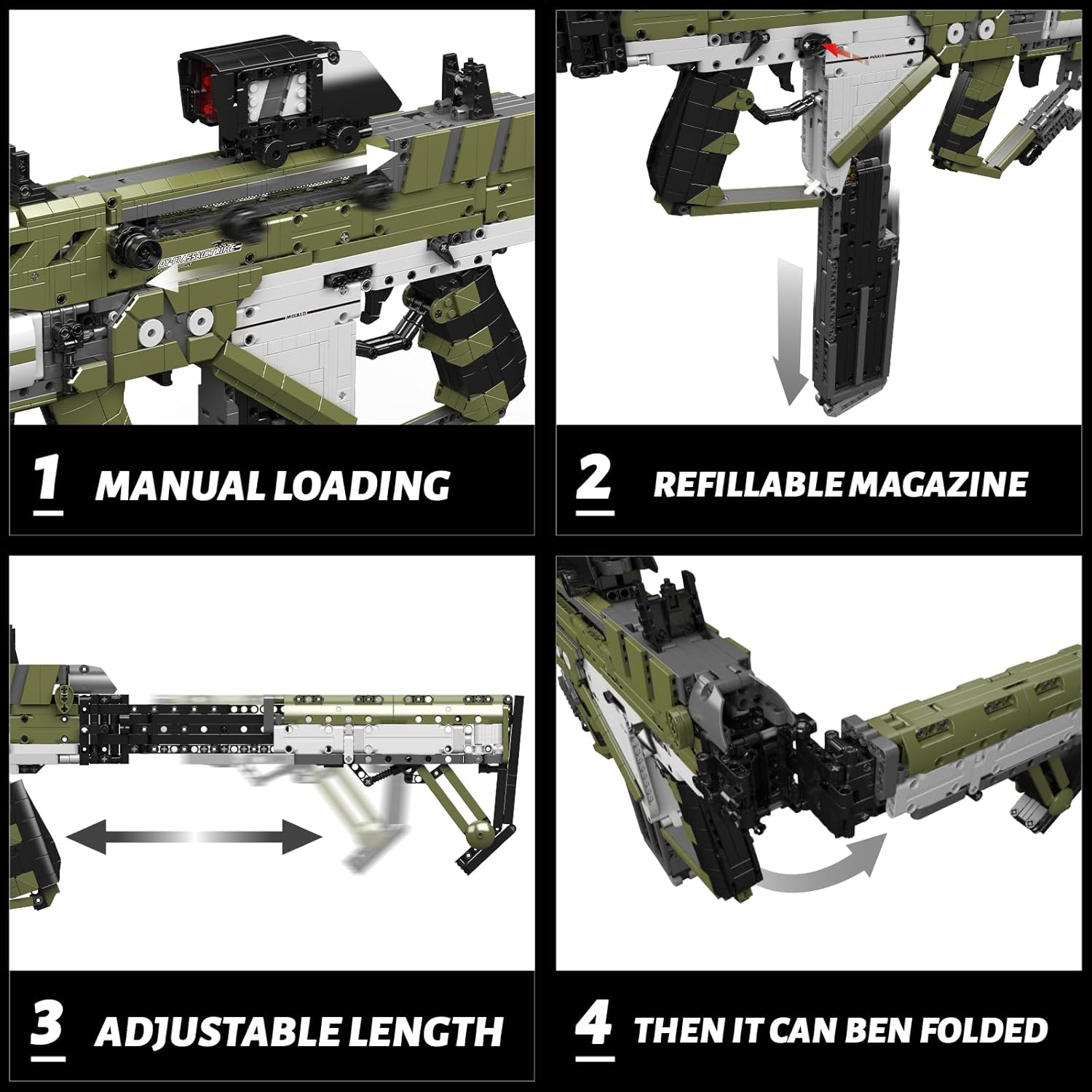 Mould King 14032 Building Block Gun for Adults, 1:1 Scale Tactical Design Building Sets, STEM Construction Toy for Teens Age 14+, Collector's Display Model (2848 Piece)