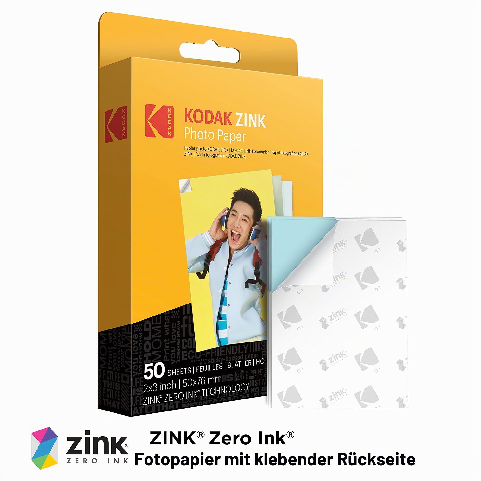Kodak 5,1 x 7,6 cm Premium-Fotopapier (50 Blatt) + Bunte quadratische Bilderrahmen zum Aufhängen + Fotoalbum (kompatibel mit Printomatic)