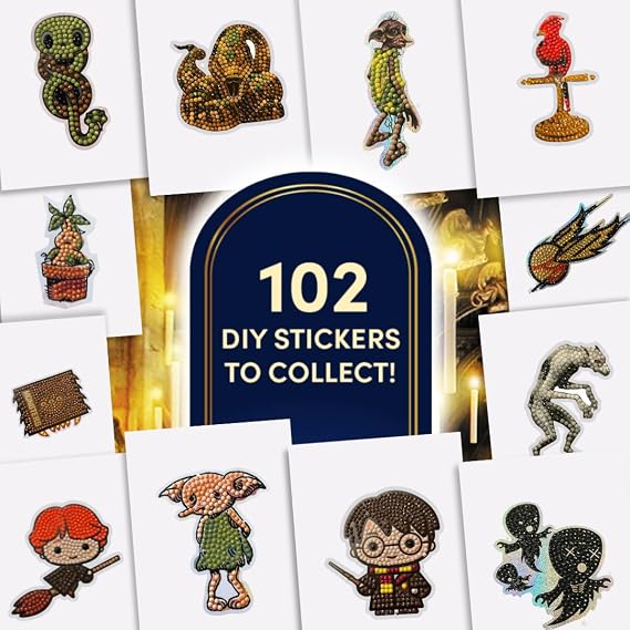 CRYSTAL ART Harry Potter Sticker Pack – 3X Mystery Diamond Art Collectible Stickers, Blind Bag, DIY Craft for Kids & Adults, Harry Potter Fan Gift Idea - 20 Pack of 60 Stickers