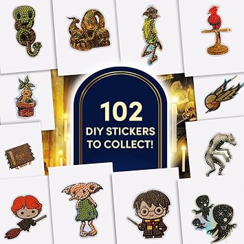 CRYSTAL ART Harry Potter Sticker Pack – 3X Mystery Diamond Art Collectible Stickers, Blind Bag, DIY Craft for Kids & Adults, Harry Potter Fan Gift Idea - 20 Pack of 60 Stickers