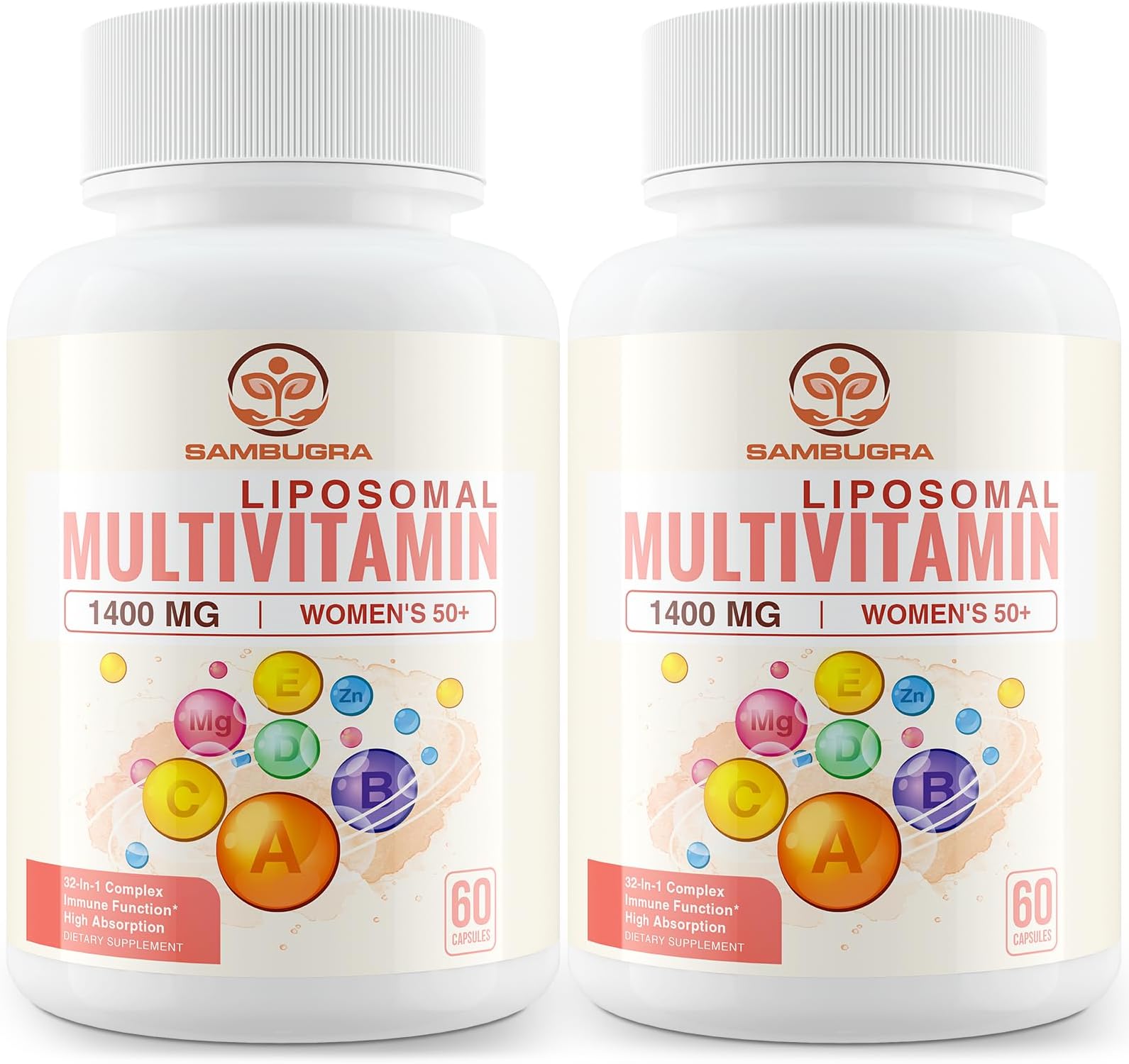 Liposomal Multivitamin for Women 50+ - Women Daily Multivitamin with 32 Ingredients, CoQ10, Vitamins C, B, D, E for Cardiovascular & Bone Health Support - Iron-Free (120 Capsules)
