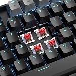 MageGee 75% Mechanical Gaming Keyboard, Red Switch, LED Blue Backlit, 87 Keys Compact TKL Wired Computer Keyboards for Windows Laptop PC Gamer - Black/Grey