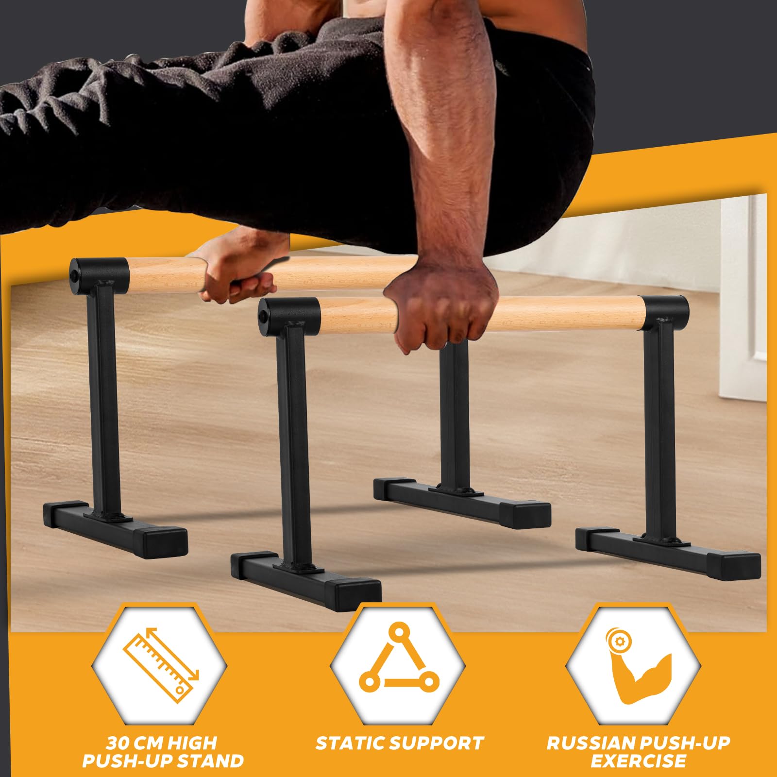 Parallettes, Calisthenics Griffe für Handstand, Push-Ups, Liegestützgriffe Holz für Fitness zuhause & Outdoor, Home Calestetic Equipment