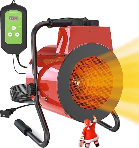 Calentador de invernadero, calentadores portátiles para exteriores de 1500 W con termostato digital, protección contra sobrecalentamiento y