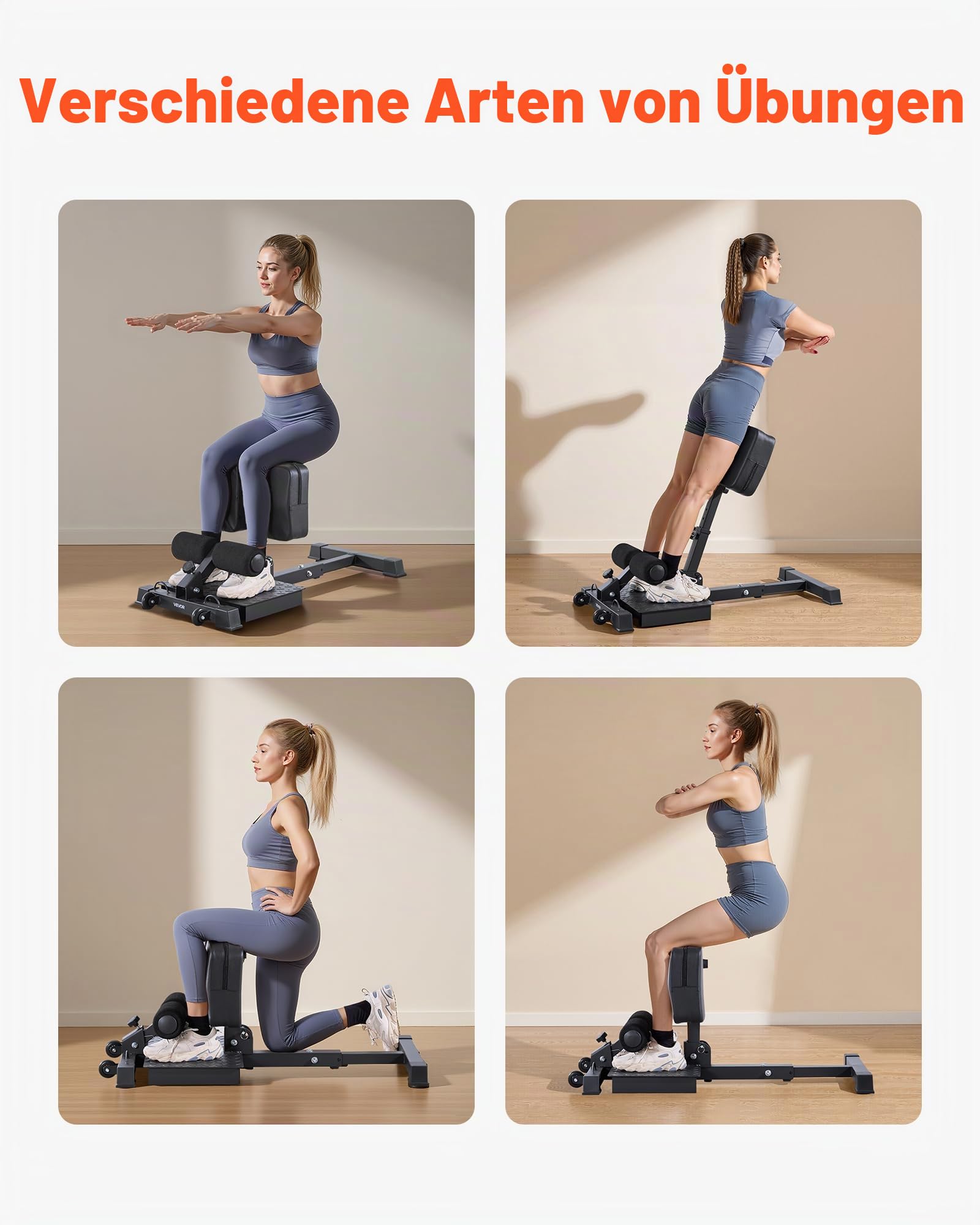 VEVOR Sissy Squat Maschine, multifunktionales Deep Sissy Squat Bench für Beinmuskeltraining, Faltbarer Kniebeugentrainer für Rumpf Taille Gesäß, Beintrainingsgerät für Heim-Fitnessstudio