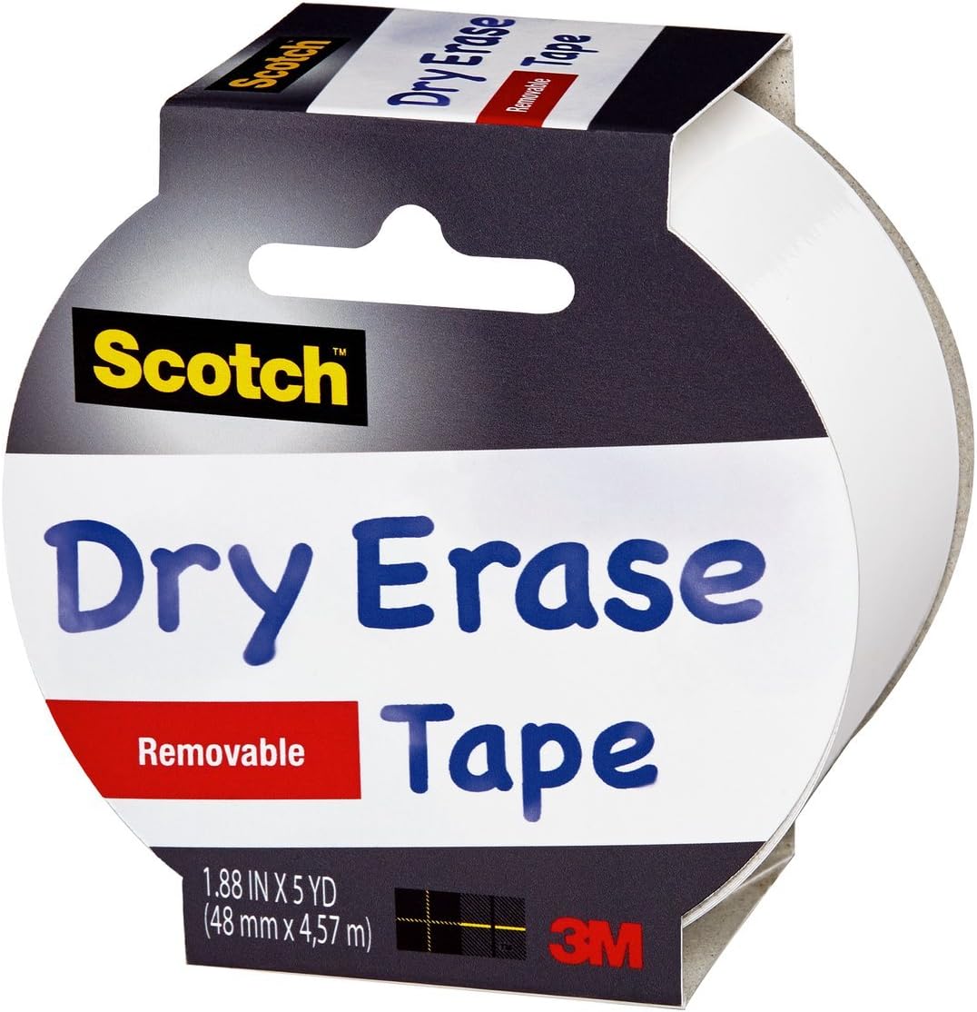Scotch Dry Erase Tape, 1.88" x 5 Yards, 1 Roll, White