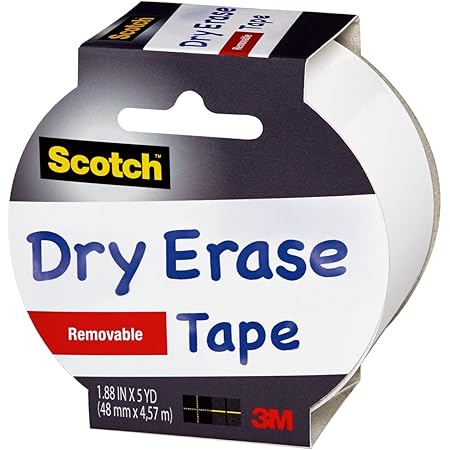 Scotch Dry Erase Tape, 1.88" x 5 Yards, 1 Roll, White (1905R-DE-WHT)