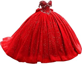 KPDFlF Off Shoulder Beaded Quinceanera Dresses Glitter Tulle Prom Dress Butterfly Appliques Sweet 16 Dresses with Bow