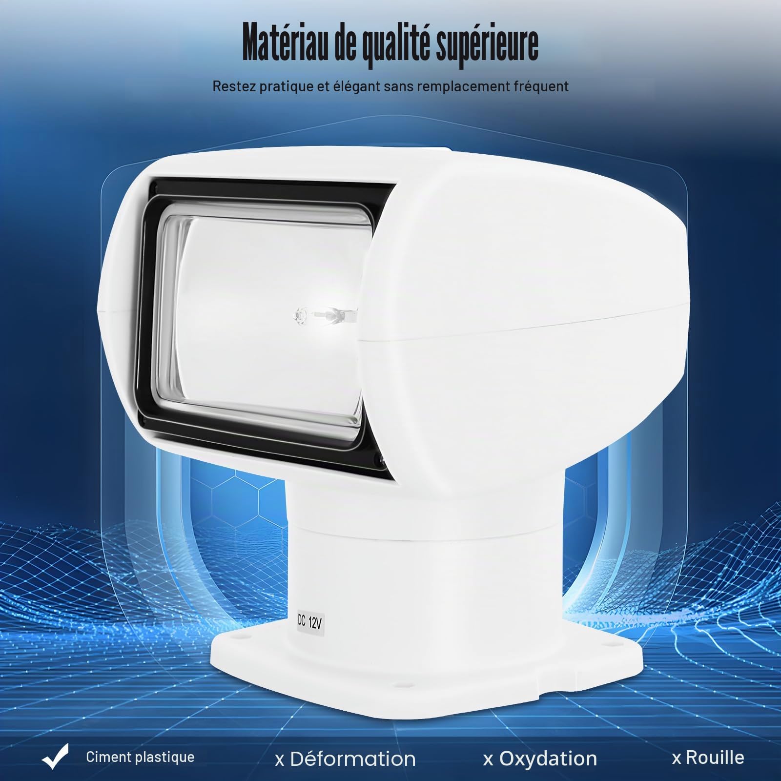 Projecteur de Recherche Pour Bateau Rechargeable - Télécommande - Super Lumineux 2500 Lumens - Grande Capacité - Durable - Léger