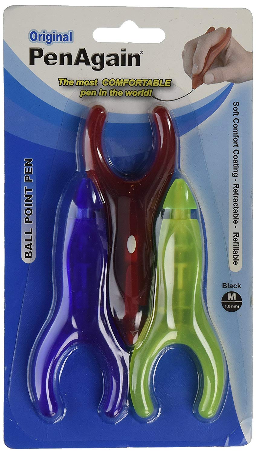 PenAgain Original 3 Pack Pens - Red, Blue, Green or Neon Green 2-Pack