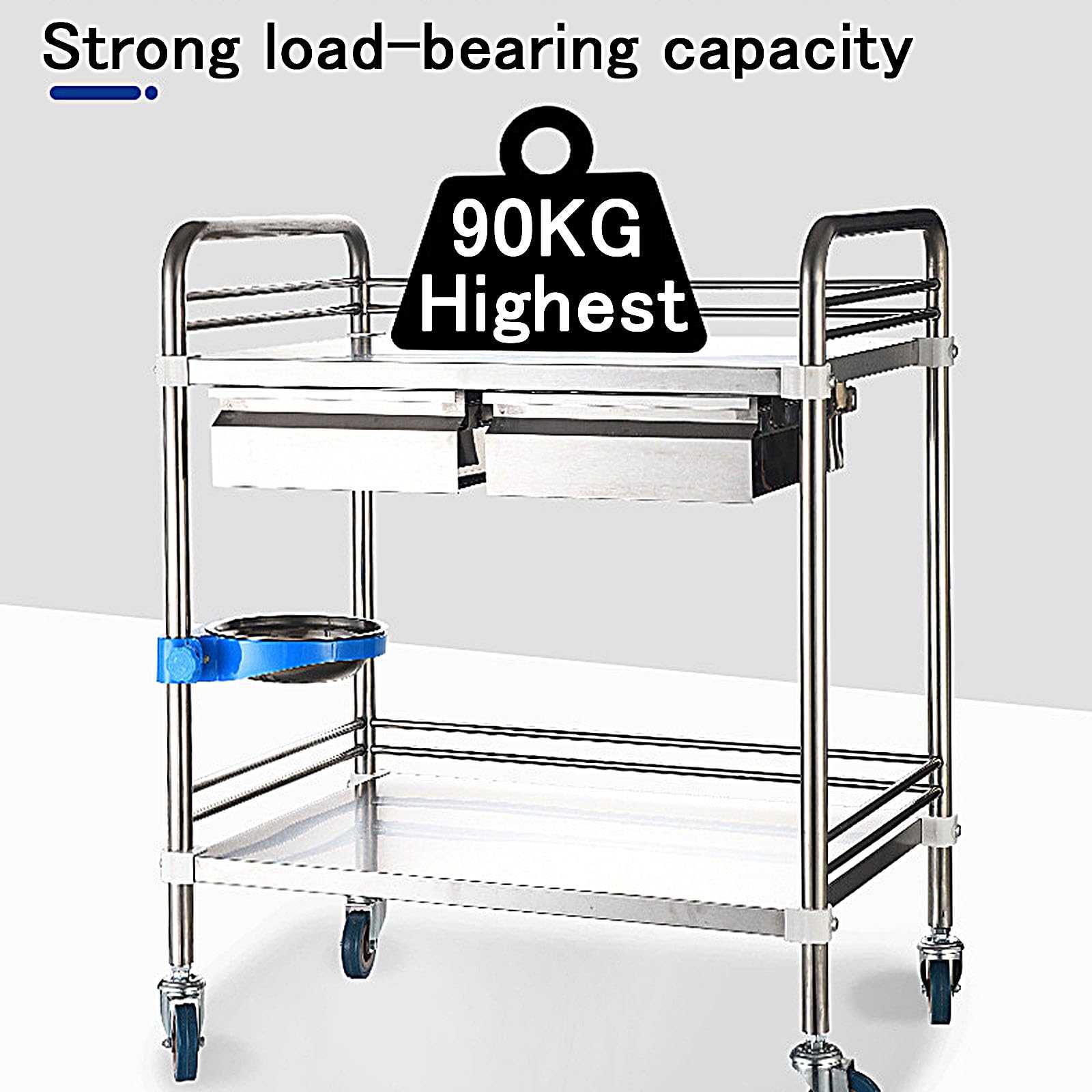 Carrello portautensili su Ruote Carrello portautensili in Acciaio Inox Organizer per riporre Utensili per Officina Meccanica Garage Magazzino Officina di Riparazione,50 * 40 * 86cm