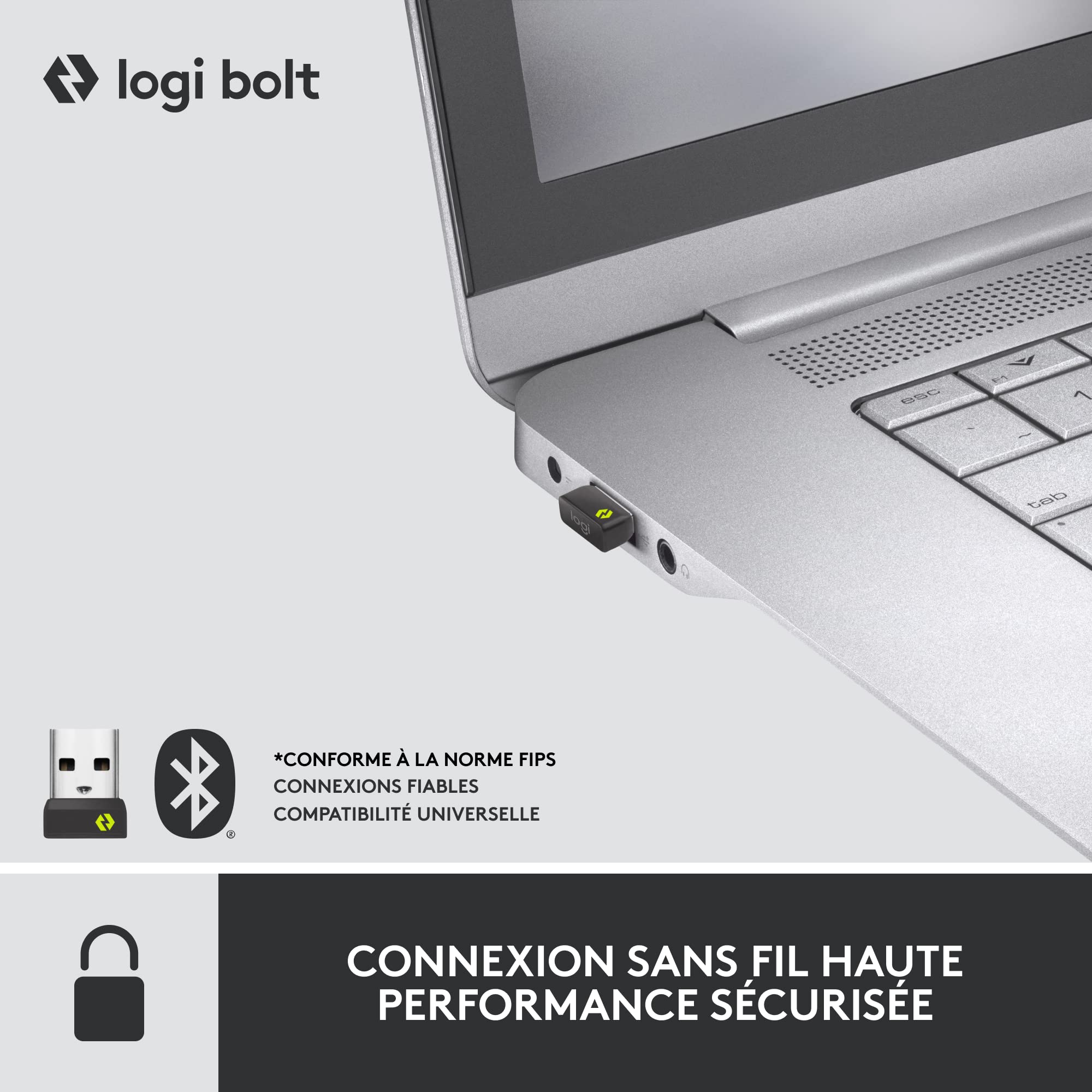 Logitech MX Keys Mini Combo for Business, Clavier et Souris sans Fil compacts, Technologie Logi Bolt, Bluetooth, certifié Windows/Mac/Chrome/Linux - Gris