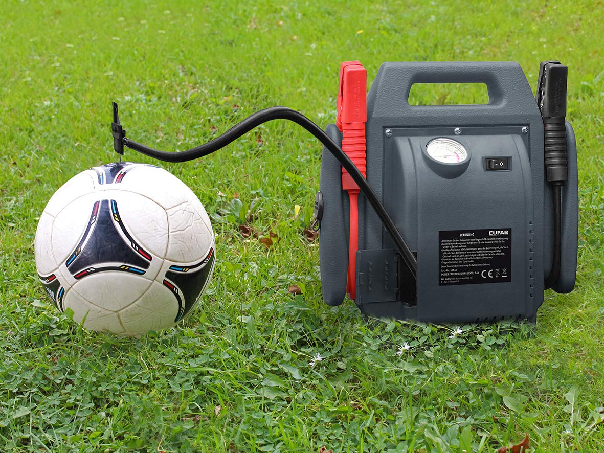 EUFAB 16643 Powerpack, Starthilfe, mit Kompressor, 7Ah Grau mit Wasserfahrzeug