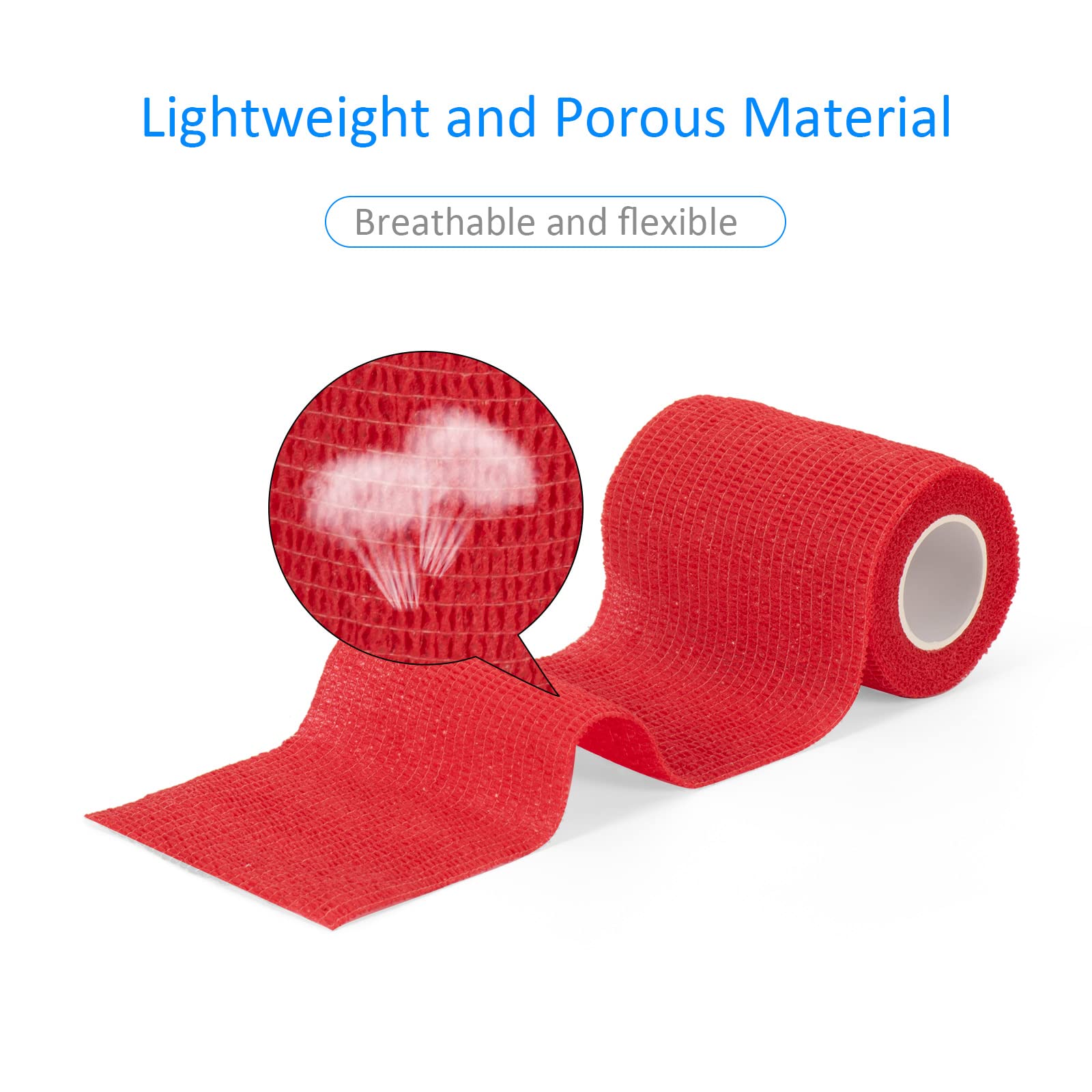 Lot de 12 bandages auto-adhésifs élastiques de 5,1 cm x 4,5 m - Bande vétérinaire cohésive - Bandage non tissé et respirant - Pour entorses du poignet et de la cheville et Lot de 12 bandages auto-adhésifs élastiques de 5,1 cm x 4,5 m - Bande vétérinaire cohésive - Bandage non tissé et respirant - Pour entorses du poignet et de la cheville et