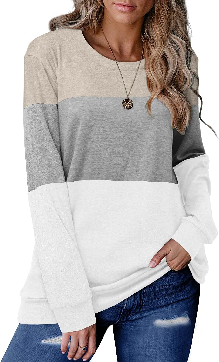  Womens Trendy Long Sleeve Shirts Casual Loose Soft Sweatshirt Fall Tops thumbnail