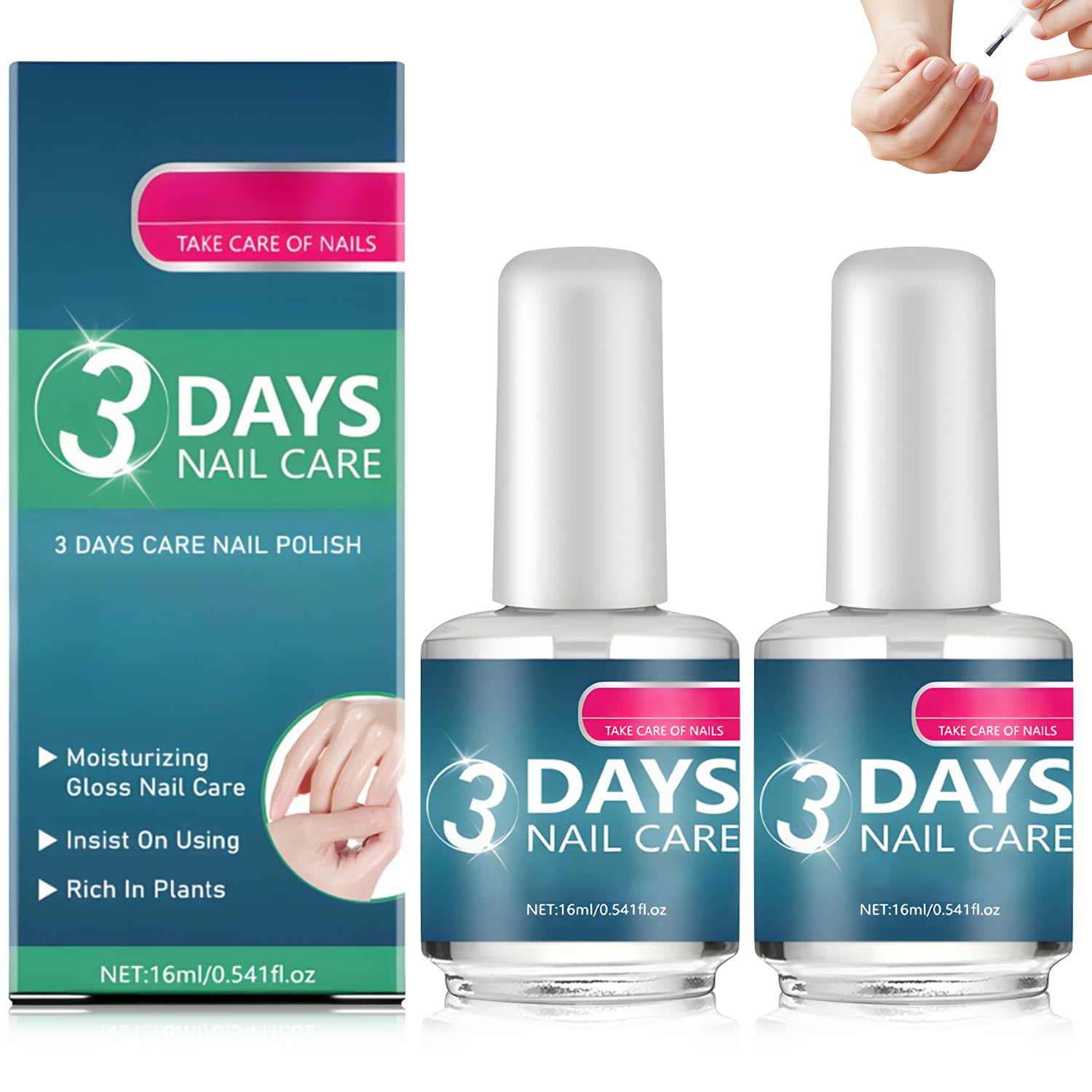 2 PCS 3 Days Nail Care, Keratin Amino Acid Formula for Strengthening & Hydration, Treatment for Dry, Weak, Fragile Nails