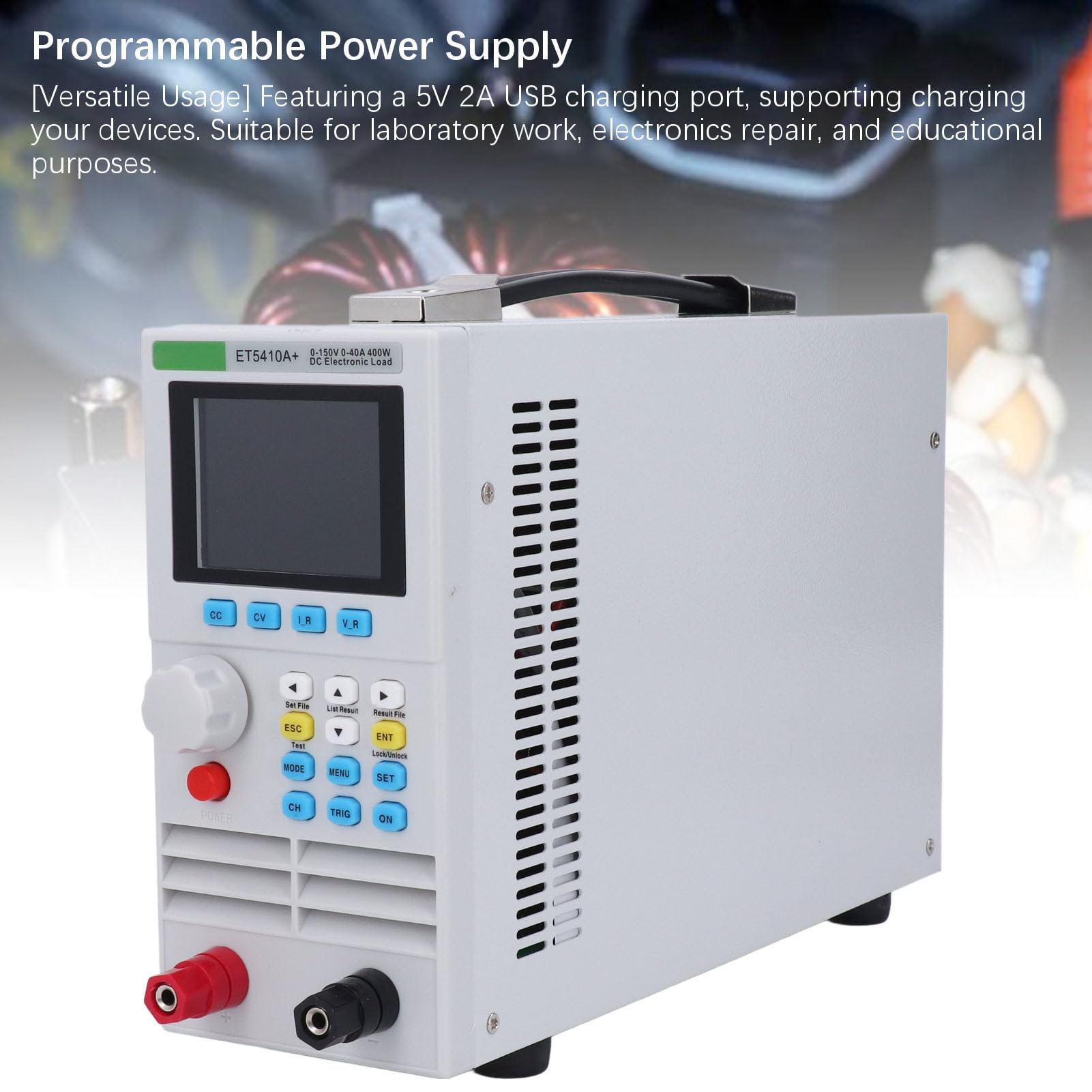 FTVOGUE Programowalny Zasilacz Prądu Stałego Regulowany Zasilacz Prądu Stałego Zmienny 2 Kanały 0–150 V 0–20 A 400 W z Portem USB do Laboratoryjnej Naprawy (wtyczka UE)