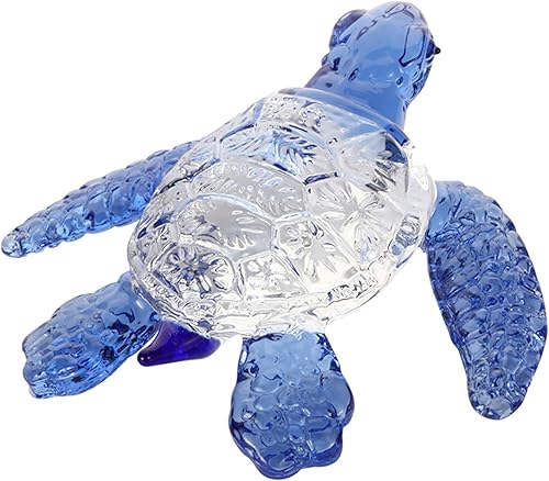 Qianwei Regalos coleccionables de tortuga marina de cristal para mujer, figuras de animales de tortuga de cristal hechos a mano, mesa de escritorio
