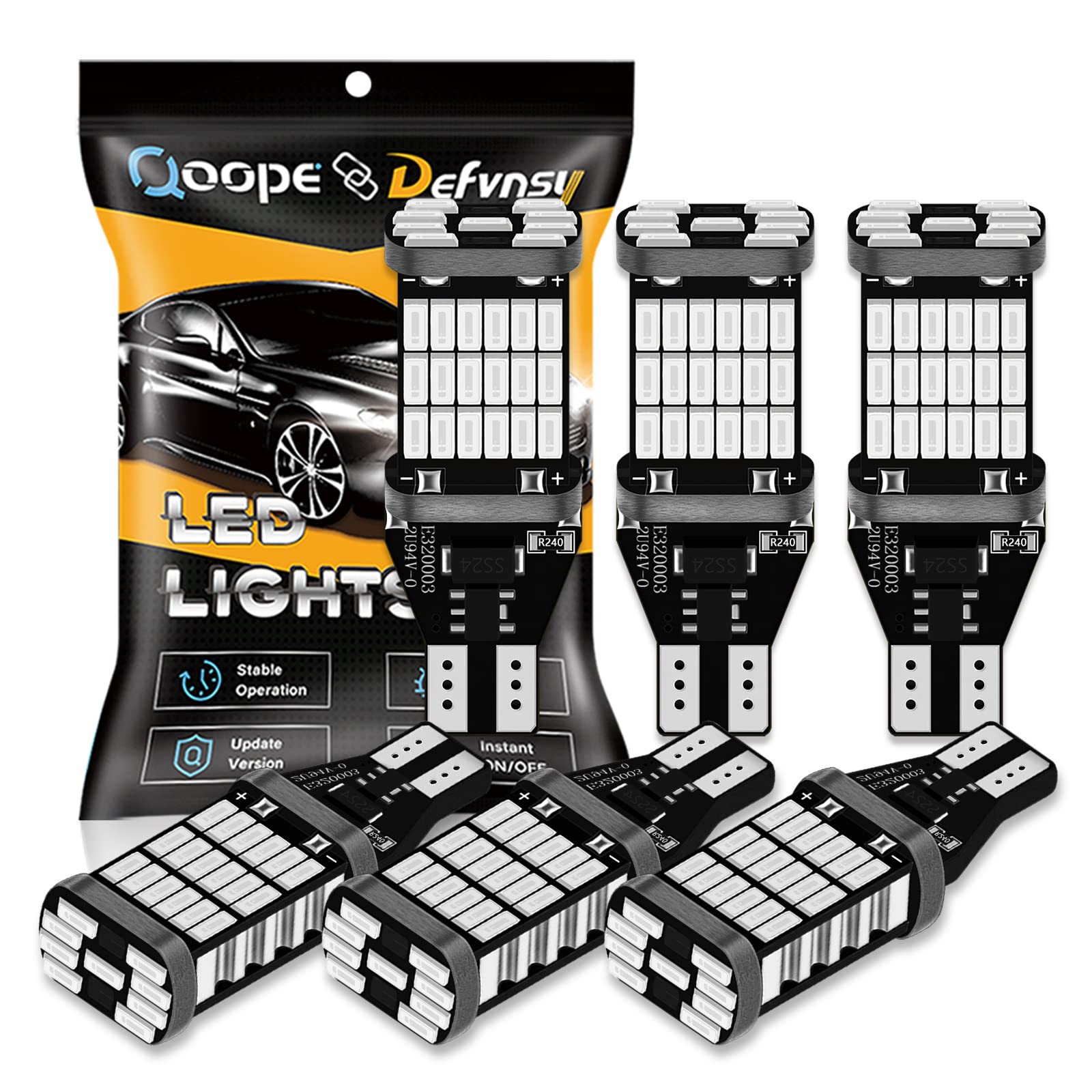 Defvnsy - Paquete de 6 - Extremadamente brillante 1220Lums Sin polaridad Canbus Sin errores 921912 W16W T15 AK-4014 45pcs Chipsets Bombillas LED para luz trasera de freno, Rojo xenón