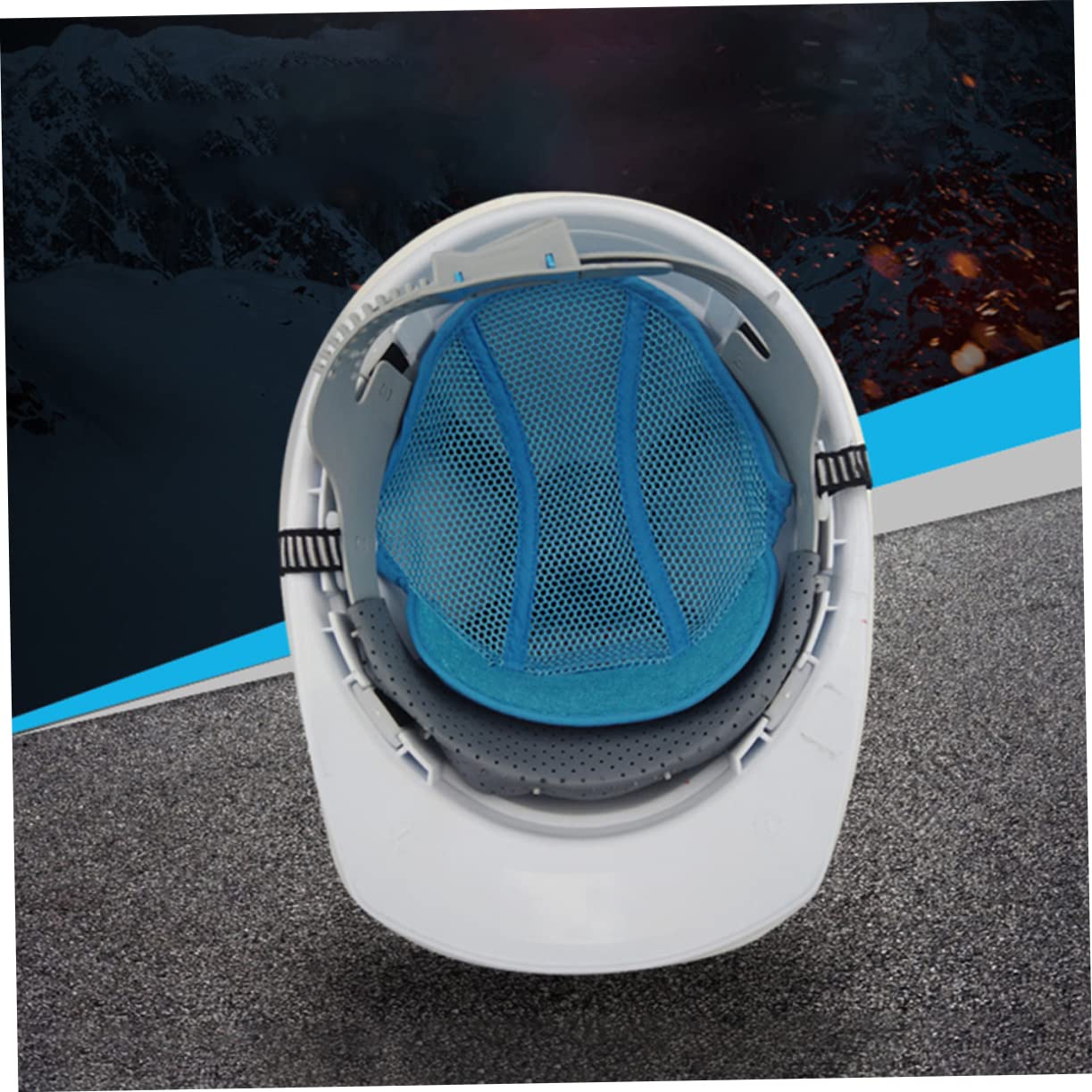 6 STK Blaues Futter Hüte Hardhat-Innenfutter aus Air-Mesh Schutzpolster für Helme Liner Sicherheitshelm Schweißband Sicherheitshelm Zubehör Helmfutter Helm-Mesh-Pads Polyester Blue