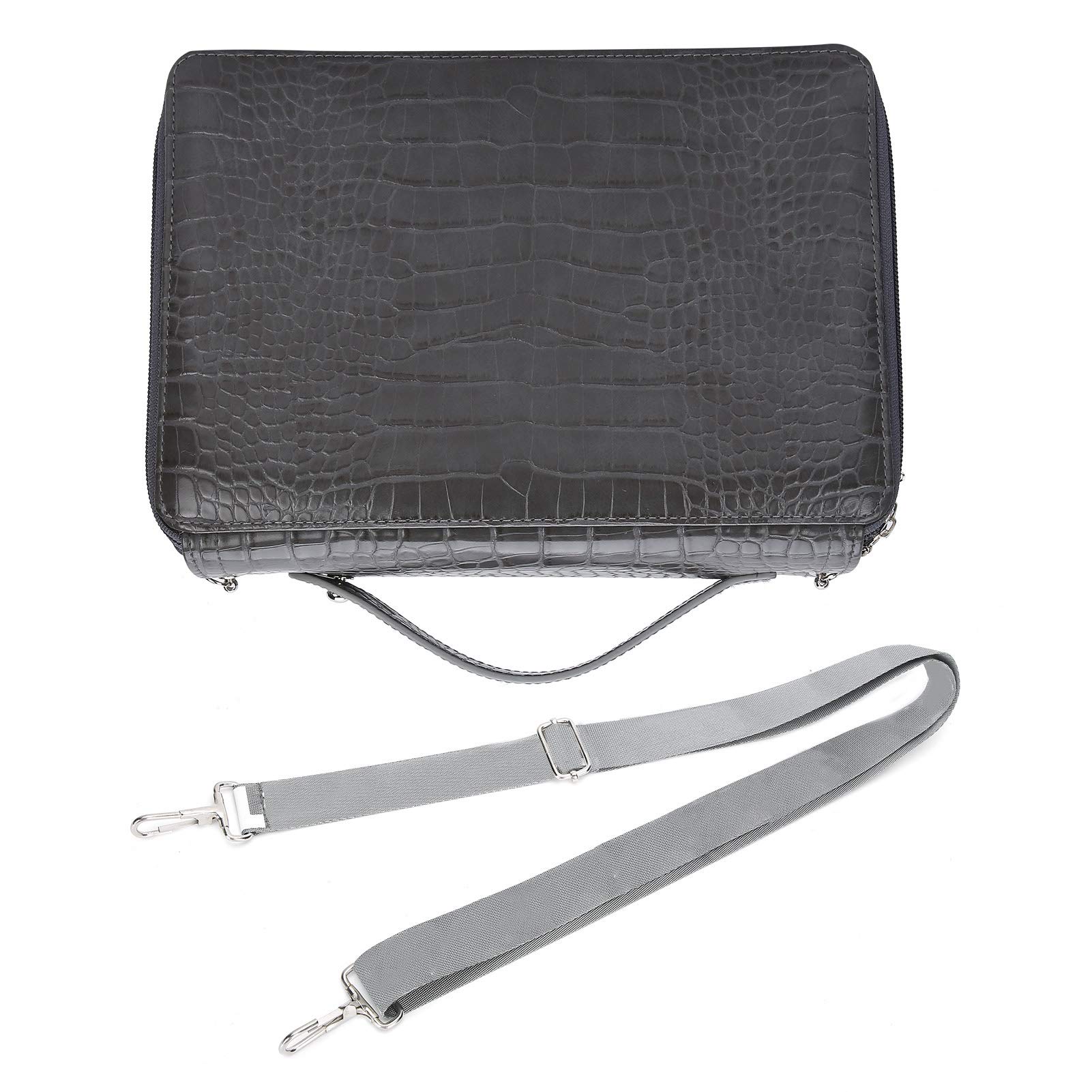 trousse à crayons colorée, 252 trous, grande capacité, stylo de peinture artistique, sac de rangement Portable en PU (Gray)