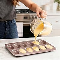 Vista 7 de Madeleine - Bandeja antiadherente de acero al carbono para hornear, molde de 12 agujeros para hornear en el horno, resistente a la deformación