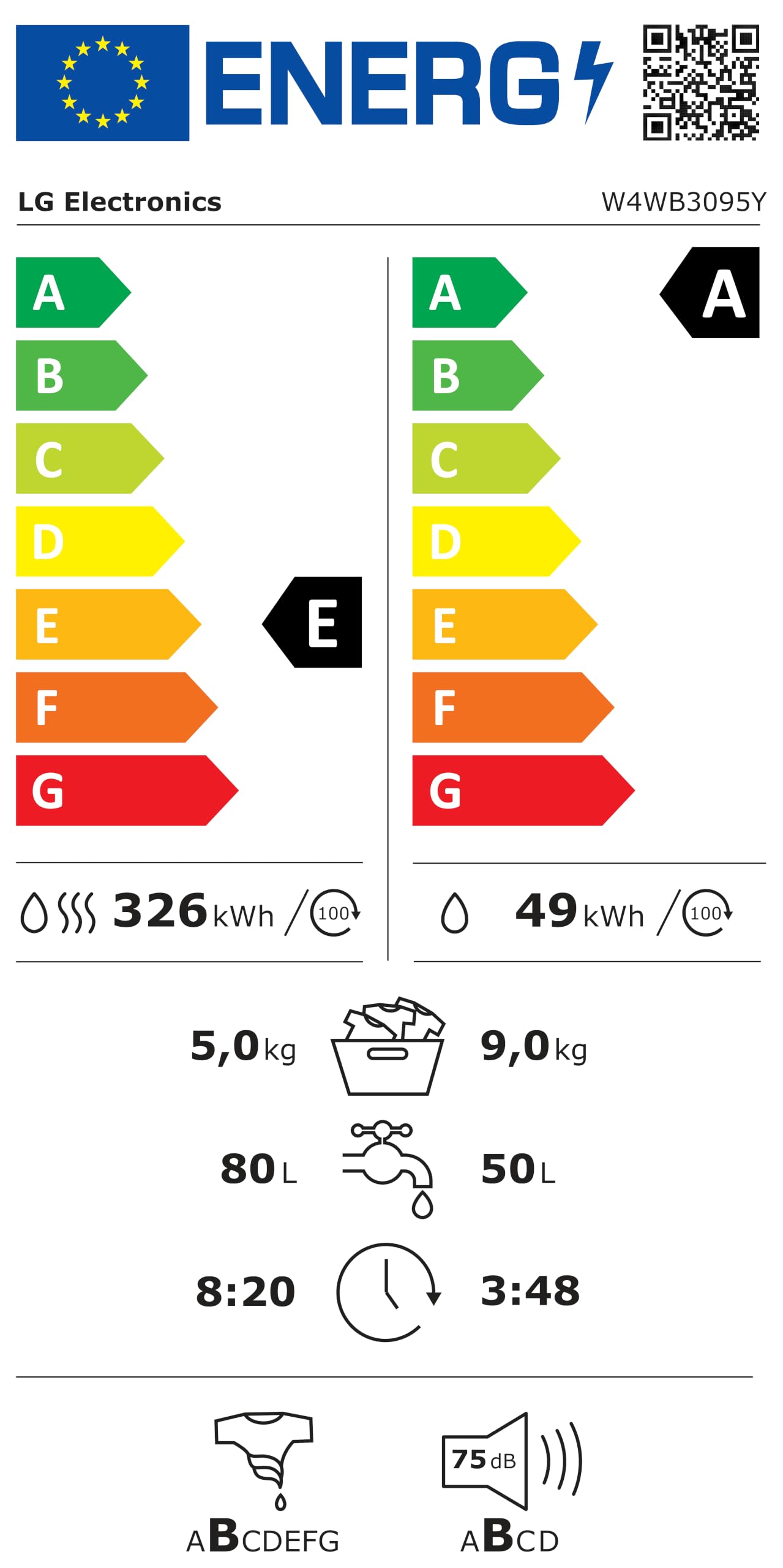 LG W4WB3095Y Waschtrockner (9 kg Waschen/5 kg Trocknen, Energieeffizienzklasse A/E 1.300 U/Min.) mit Steam, AquaLock und 6 Motion, Weiß
