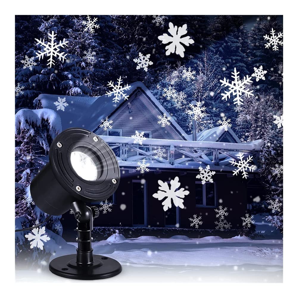 Proiettore di fiocchi di neve di Natale per esterni, proiettore per nevicate mobili a LED per vacanze impermeabili IP65 per illuminazione decorativa a fiocchi di neve per paesaggi innevati per interni
