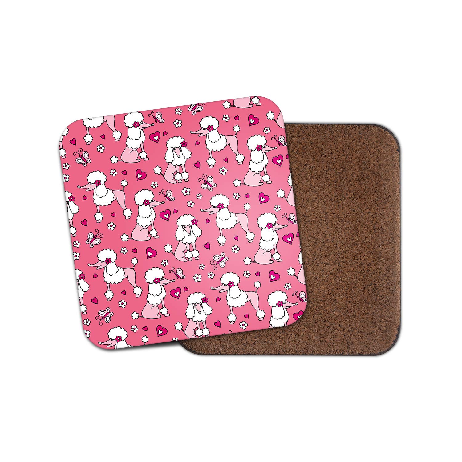 Destinationvinyl Multicolor 1 X Pink Poodle Coaster - Dog Love Hearts Puppy Mum Sister Auntie #13132