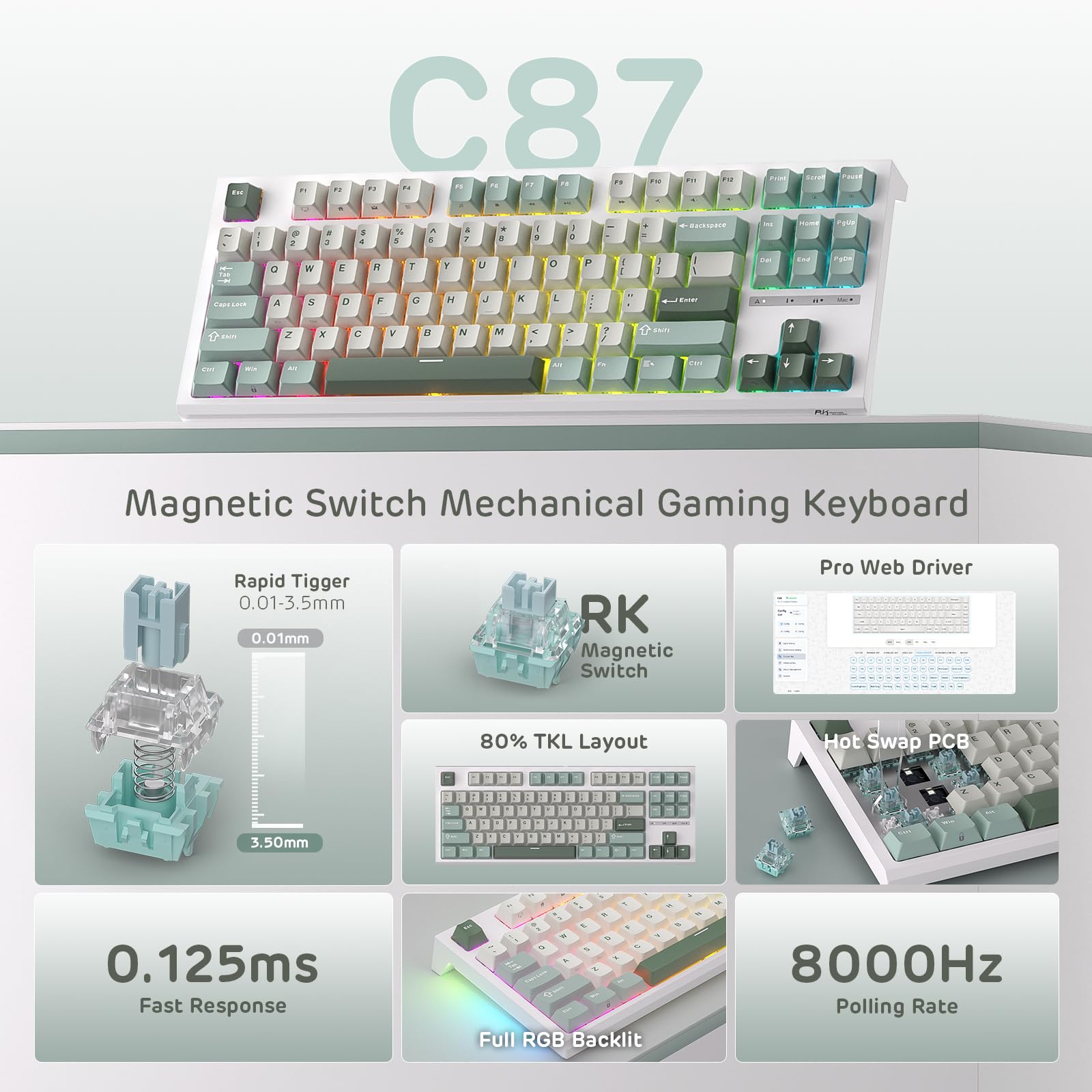 Amazon | RK ROYAL KLUDGE C87 HE ラピッドトリガー ゲーミング