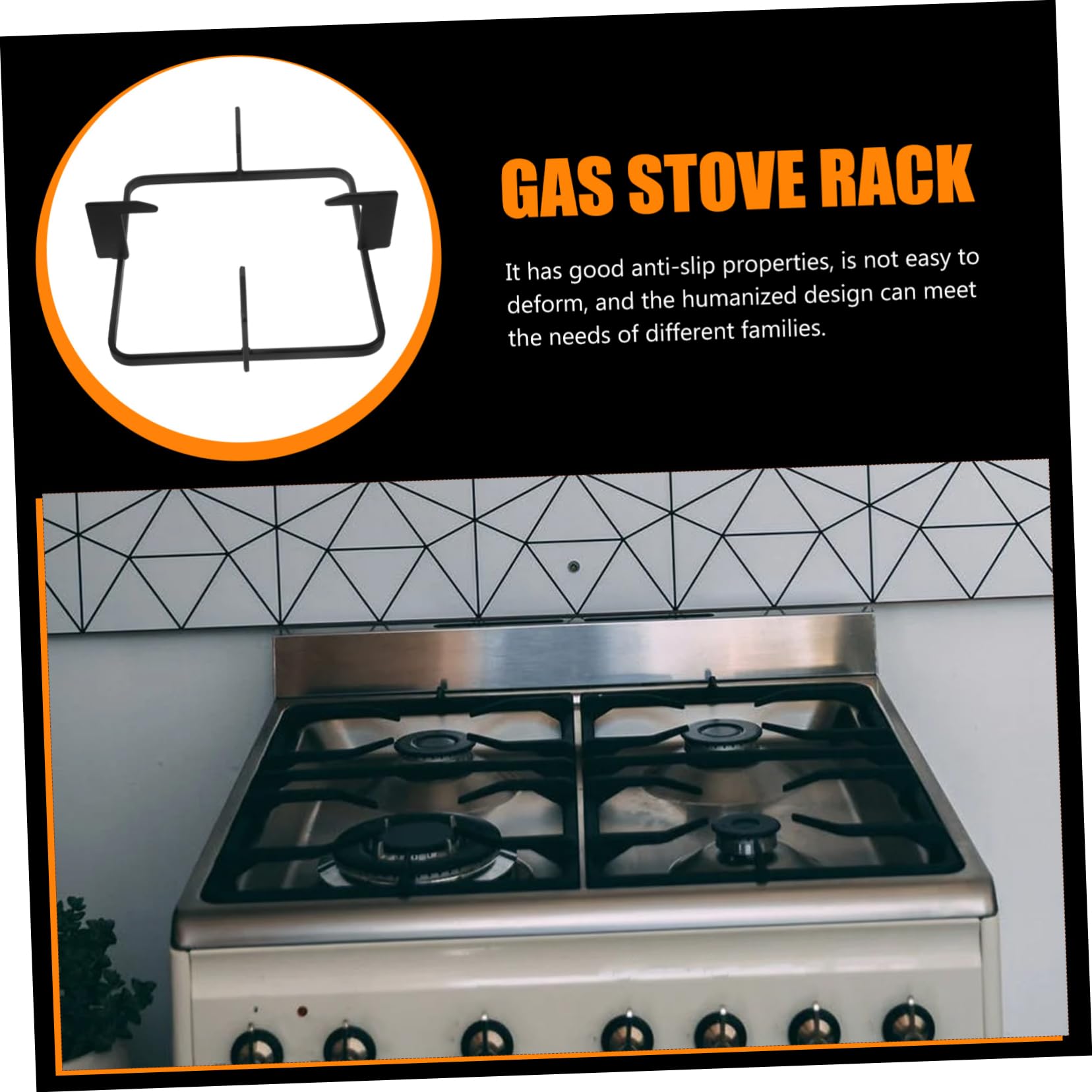 DOITOOL Supporto Fornello Gas in Ghisa Rack Di Supporto Per Stufa 7.48X7.48X2.48 in Staffa Antiscivolo Per Pentole Accessorio Cucina Gas Facile Da Pulire E Installare