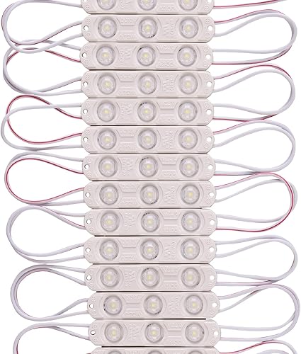 Miniatura 9 de 200 unids 12 V DC LED módulo luz roja 0.72 W 3 LED con lente de gema impermeable decorativo para carteles publicitarios signos carta signo con cinta