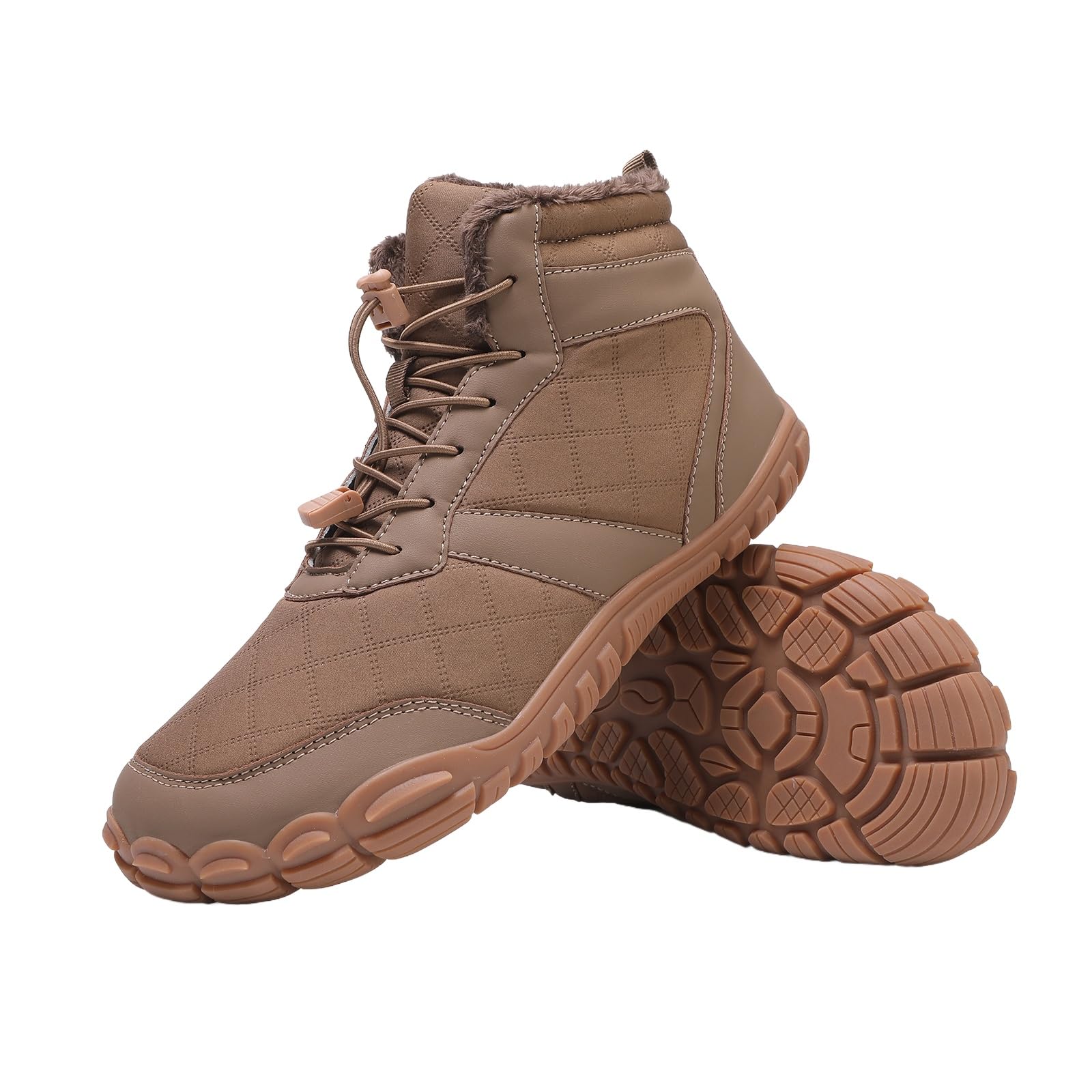 Winter Barefoot Boots Women Men Hiking Shoes Waterproof Warm Fur Lined Zero Drop Boots Non-Slip Wide Toe Box