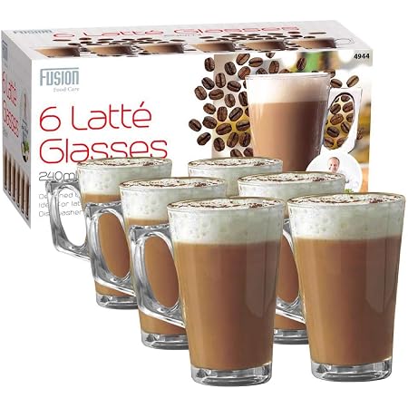 Livingshire Latte Glasses Tea Coffee Cappuccino Hot Drink Large Mug Tall  Cups High Temperature Resistant and Compatible with Tassimo \u0026 Dolce Gusto  (240ml Latte Glass) : Amazon.co.uk: Home \u0026 Kitchen