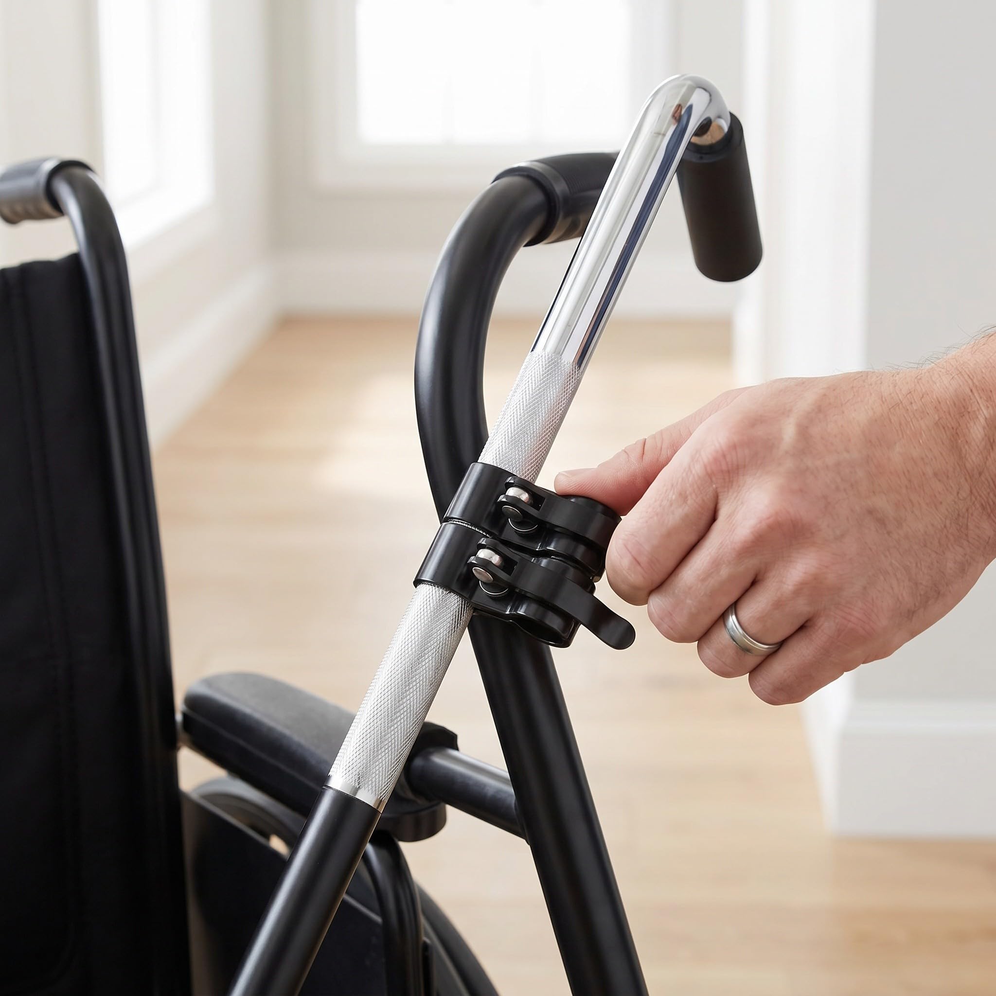SOLUSTRE 4 Pezzi Prolunga Ergonomico con Morsetto a Sgancio Maniglia in Acciaio Inossidabile Rapido per Carrozzina per Strutture di Assistenza e Domiciliare