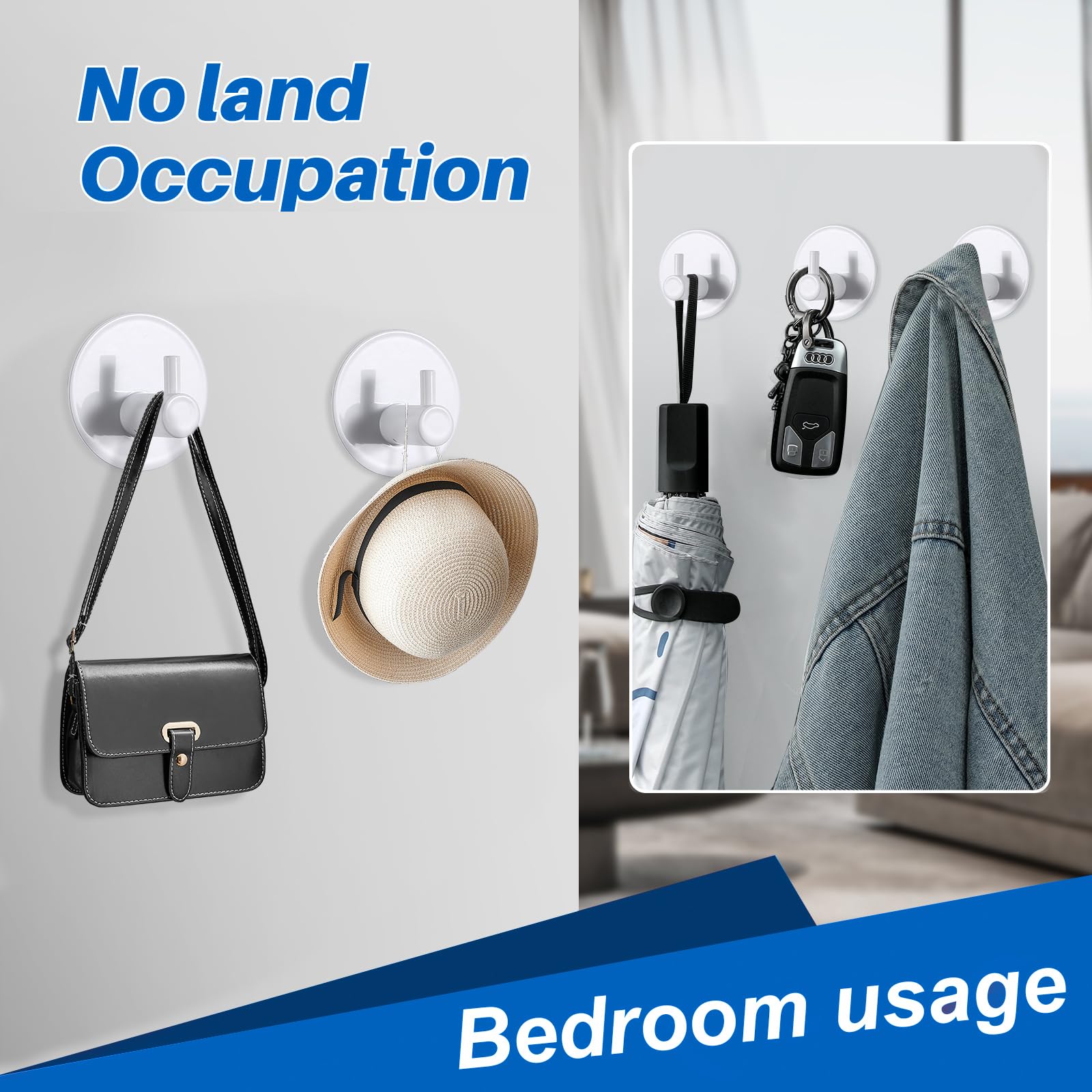 LYLIN Ganci Adesivi Per Parete - Acciaio Inox, Portasciugamani Per Bagno E Cucina, Bianco, 4 Pezzi - Foto 5