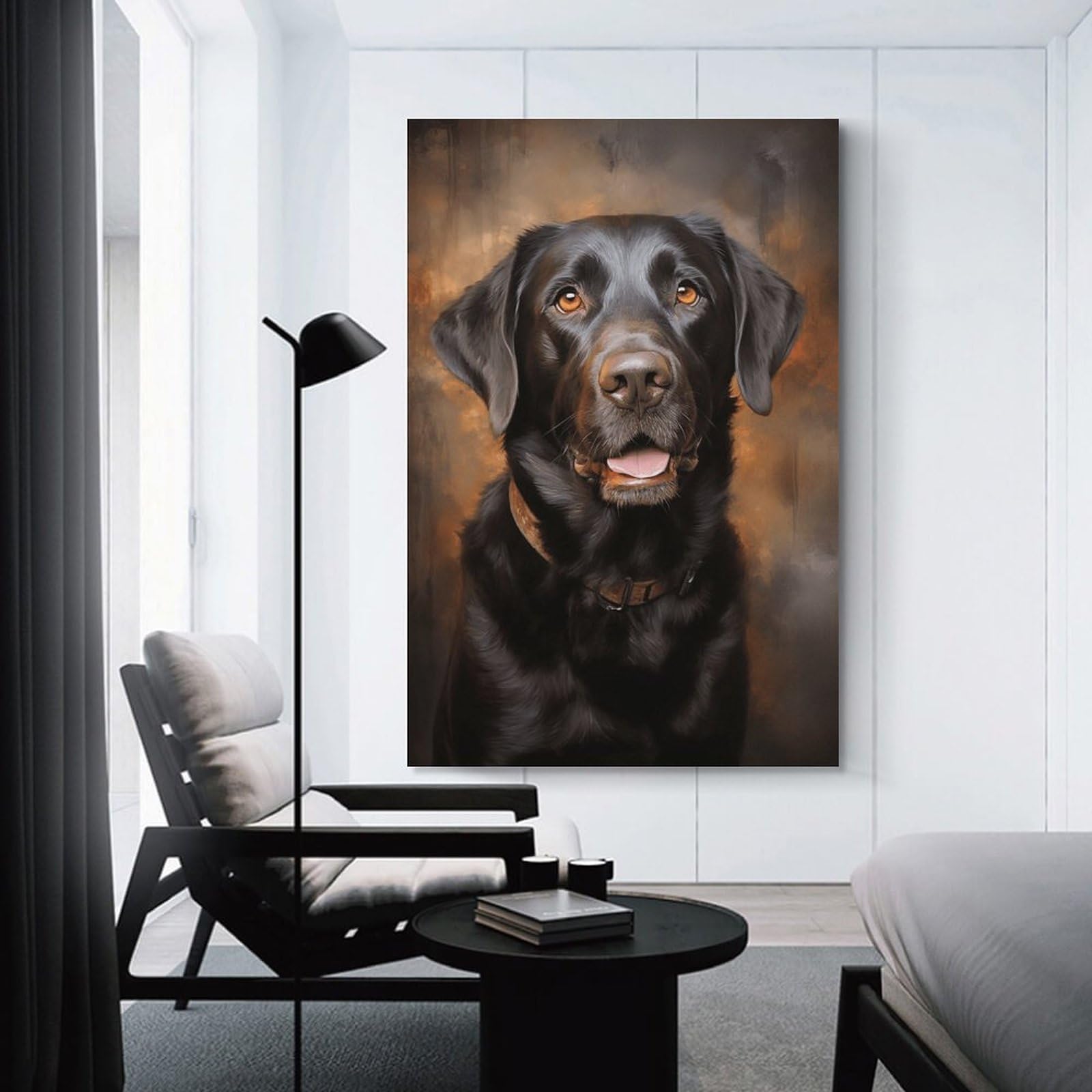 Junmoney Unframe-Style-17 Wall Picture Print Black Labrador Retriever Dog, 20X30inch(50X75cm), For Contemporary Homes, Apartments Or Offices, Decorative Canvas Decor For Home Updates