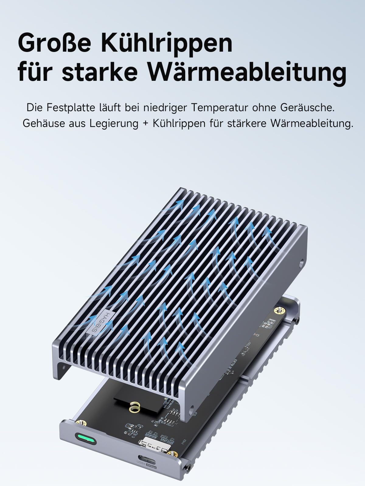 Hagibis USB4 M.2 NVMe SSD Gehäuse 40Gbit/s mit LED Display Kabel MC40