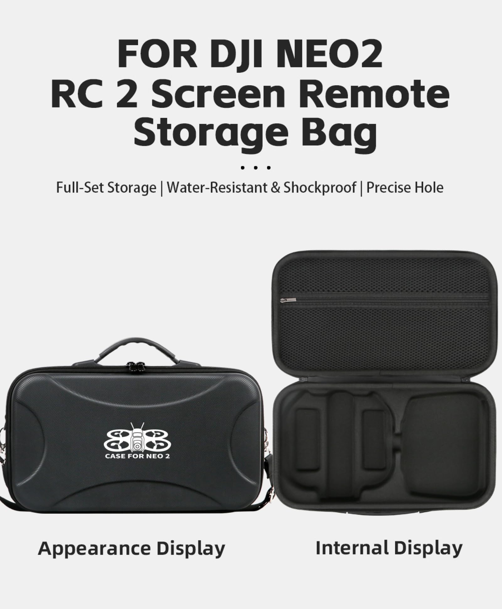 Genérico Bolsa de Transporte Accesorios para dji Neo 2, Bolsa de Viaje portátil con Carcasa rígida y Funda Protectora a Prueba de Golpes el dron para dji Neo 2 y el Control Remoto RC-2. (con patrón)