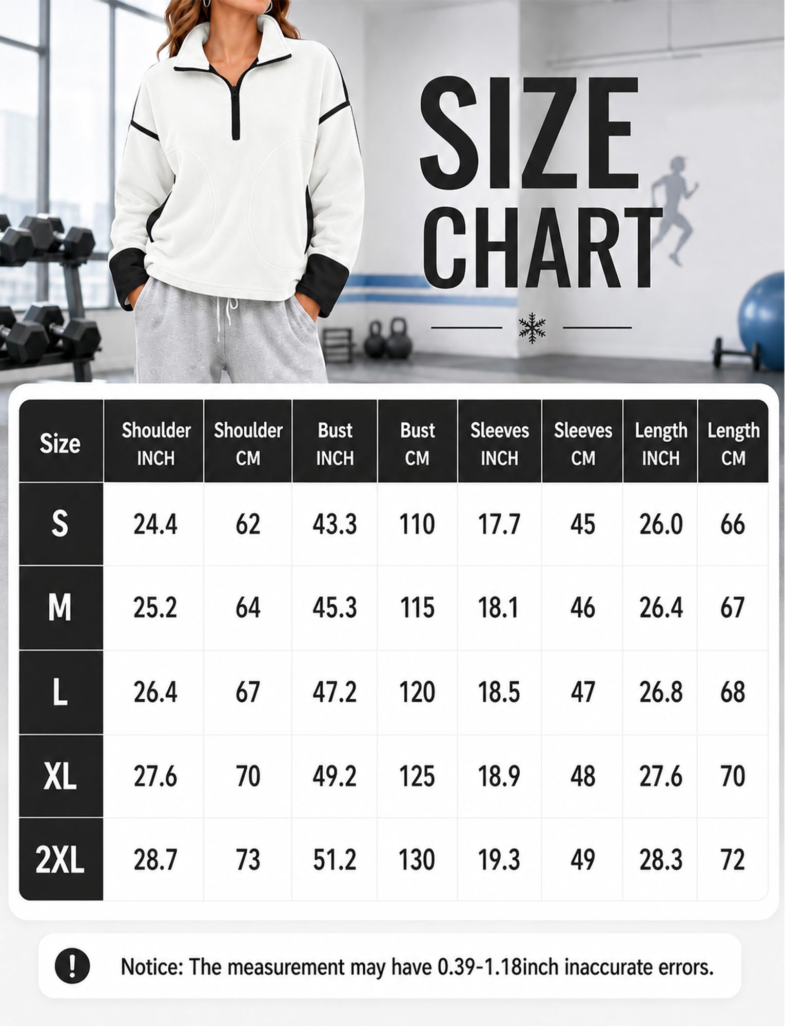 FEOYA Damska bluza polarowa z zamkiem błyskawicznym oversize, ciepły sweter, biały, M | Polarowy top z kieszeniami na jesień zimę sport spacery piesze codzienne odzież domowa