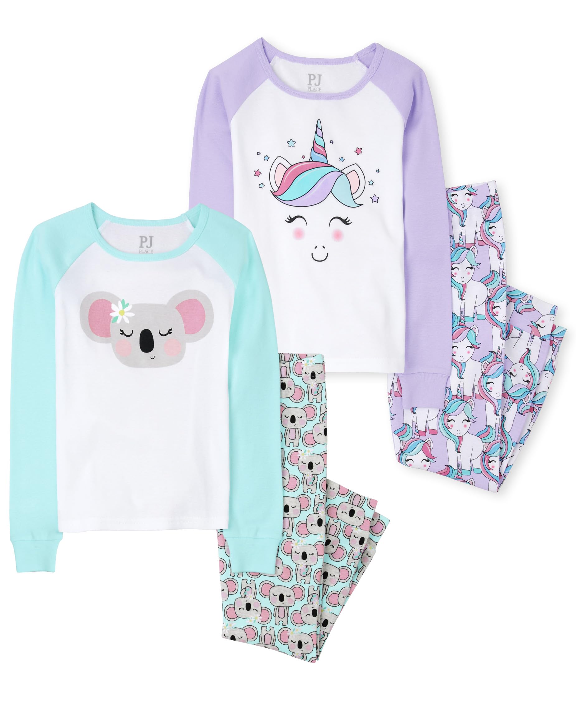 The Children's Place Conjunto de Pijama Familiar de 2 Piezas, Ajuste Cómodo, 100% Algodón, Niño Grande, Bebé Juego de Pijama Niñas (Pack de 2)