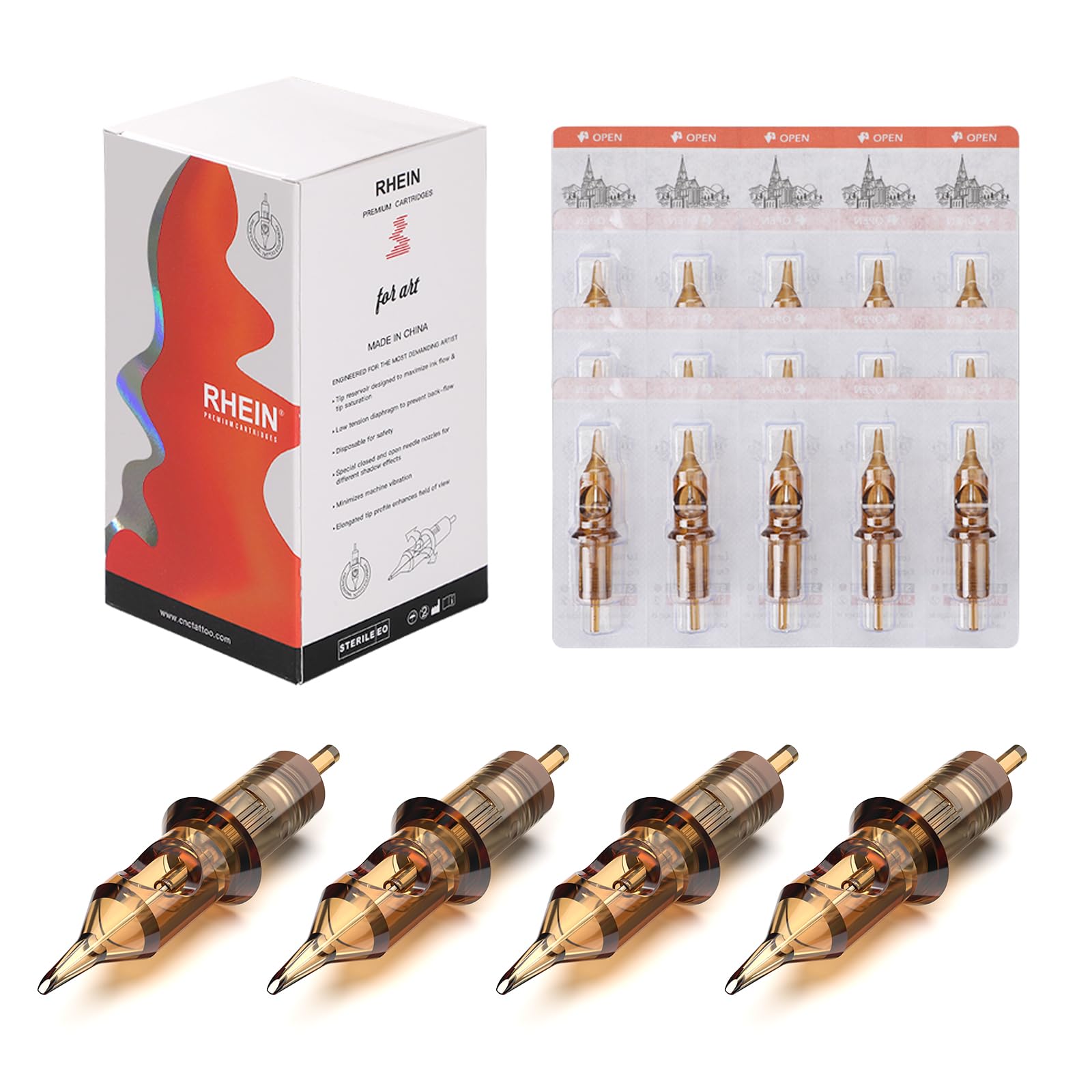 HAWINK Tattoo Cartridges Needles 50Pcs Mixed # 10 Bugpin Round Liner 3RL 5RL 7RL 9RL & 12 Standard Round Liner 1RL 3RL 5RL 7RL 9RL 11RL EN02-50KIT-C