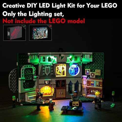Miniatura 5 de Luz LED para Lego Harry Potter Slytherin House Banner 76410, castillo de Hogwarts 3D juego de iluminación creativa de pared de habitación, regalo