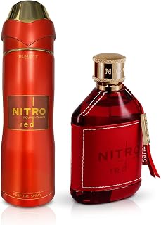 Dumont Nitro Red Eau de Parfum 3.45 fl oz and Nitro Red Perfume Spary 6.8 oz Set (Combo)